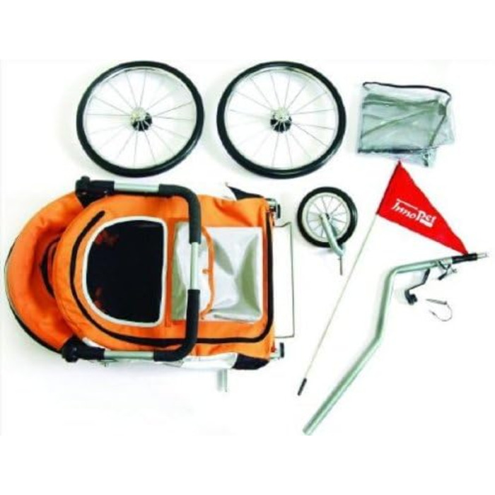 Innopet Sporty: Причіп для собак на велосипед Deluxe чорний/срібний - 2-в-1 (будка та причіп), до 30 кг, з дощем. Включено тягу та з'єднувач.