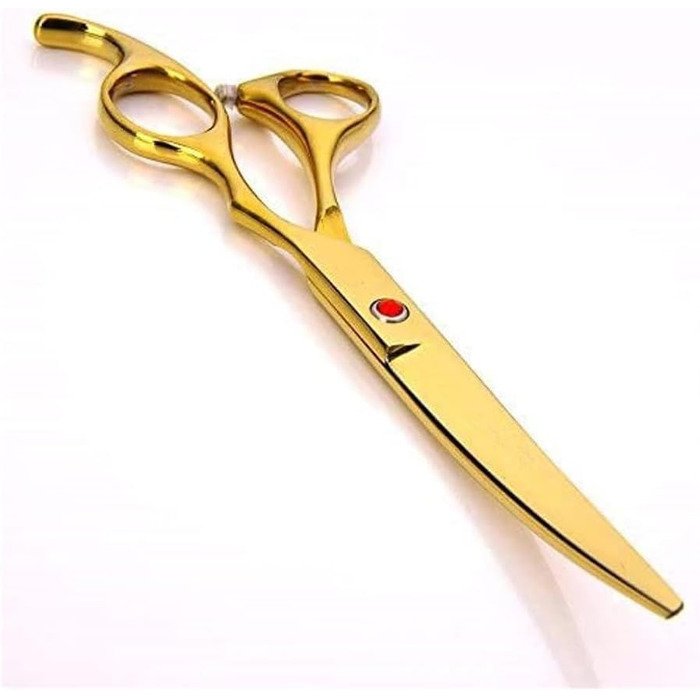 Професійна ножиця для собак, вигнута ножиця, ножиці для грумінгу собак, професійний набір ножиць для собак, прямі та вигнуті ножиці для фінальної обробки (золотий колір, 18 см)
