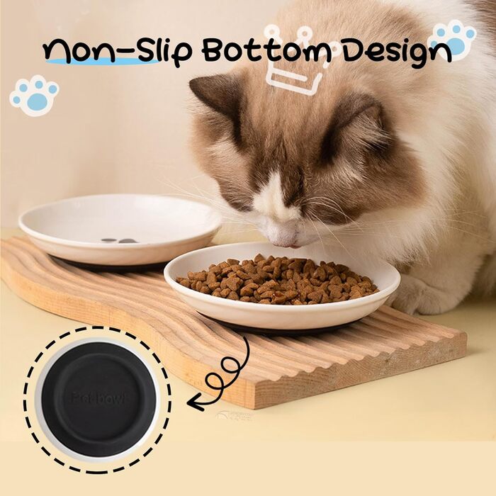 Набір мисок для котів з кераміки (3 шт.) з антиковзними килимками - Katzennapf