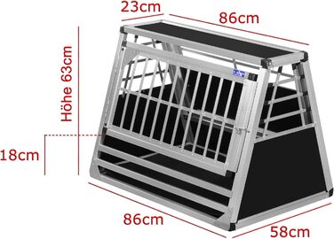 Алюмінієва переносна клітка для собак Transportbox N60 58x86x63 см з аварійним виходом та захистом від ударів, для безпечного транспортування в автомобілі