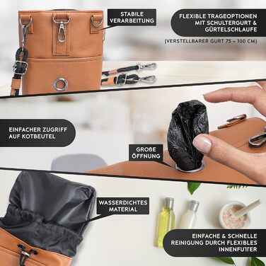 Pawz&Pawz Лекарлики для собак | Стильний набір для годування та дресирування | Практичний, міцний кишенька для ласощів + диспенсер для відходів | Сумка для прогулянки з собакою, коричнева