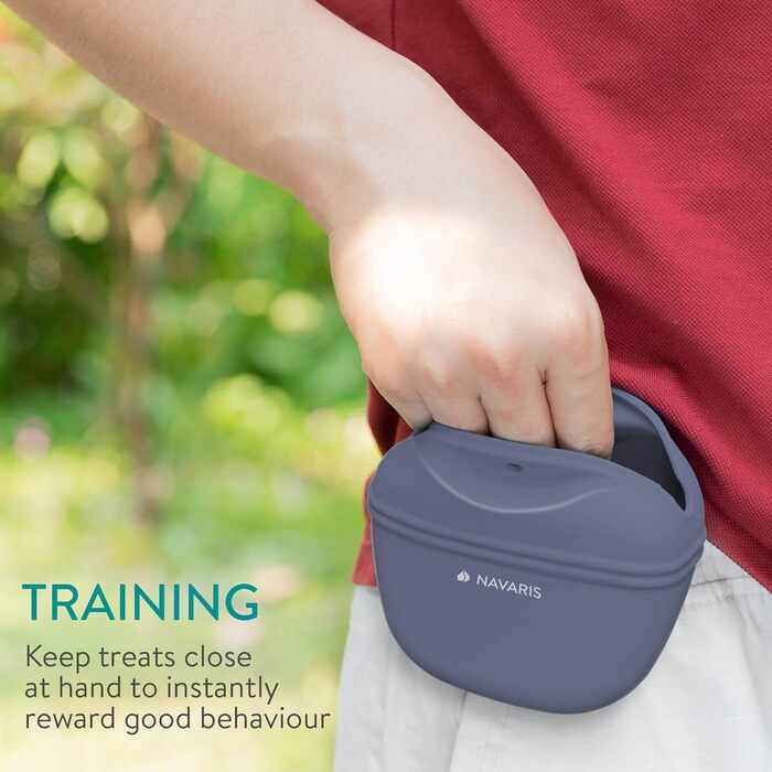 Набір з 2 Silikon Futterbeutel Navaris для собак - 2шт. Сумки для ласощів, корму, води з кліпсою та магнітом - сірий & темно-синій (сірий & фіолетовий)