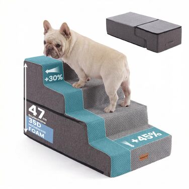 Сходи для собак Gardner Pet 2-в-1, 3 сходинки, регульована висота 23/36 см, сірі (висота 46.5 см)