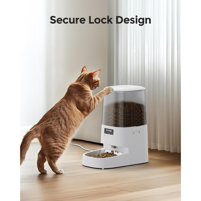 Автоматичний годівник для котів Invengo MeowServe S20, 5л, з таймером та керуванням через додаток, з нержавіючої сталі SUS 304 + ABS, для котів, собак та інших дрібних тварин