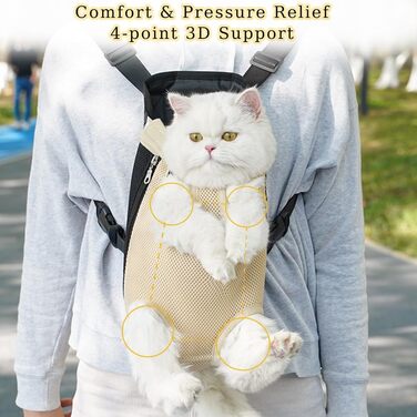 Рюкзак для собак 0.5-2.5 кг, переноска для тварин на плечі, для кемпінгу та подорожей, підходить для собак, котів та кроликів (Бежевий, S)