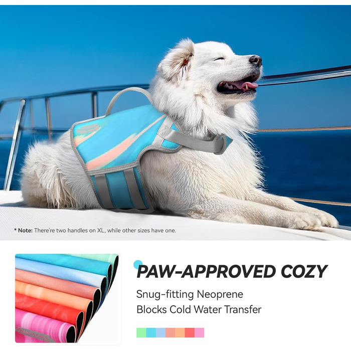 Жилет рятувальний для собак VIVAGLORY Neoprene, L, блакитний (66-74 см)