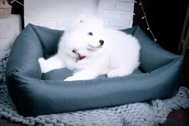 Водонепроникне собаче ліжко 4L Textil Koko для великих собак, корзина, знімний та пральний чохол, подушка, графіт (80x60 см, сірий)