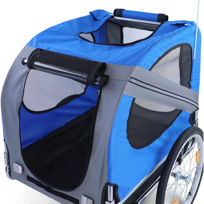 Причіп для велосипеда, переноска для собак, складна, до 40 кг, сірий, блакитний