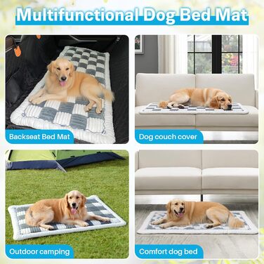 Незсувний авточохол для собак, килимок для домашніх тварин у візерунок на заднє сидіння, водонепроникний та стійкий до подряпин килимок для подорожей, м'який захист для автомобілів, вантажівок та позашляховиків (63 x 138 см), в клітинку, блакитно-сірий, 6