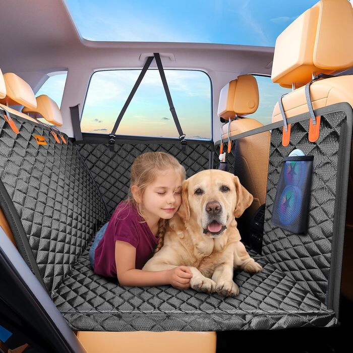 Накидка на сидіння автомобіля для собак JOEJOY, 147 x 73 см, чорна, водовідштовхувальна, захист від подряпин, з кріпленням для безпеки