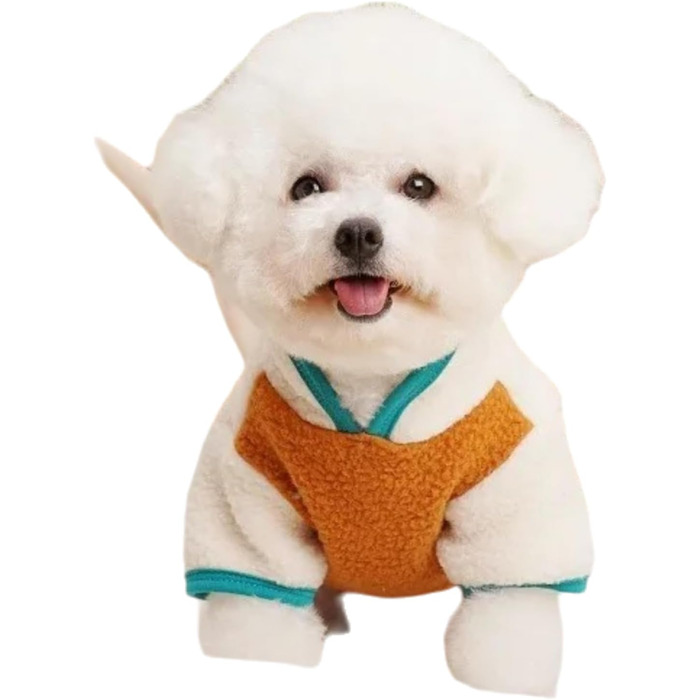 Теплий флісовий комбінезон для собак - тепла піджак для Чихуахуа, Йоркширського тер'єра, Шнауцера, Французького бульдога, синій (коричневий, S)