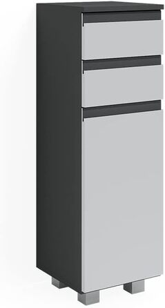 Пенал для ванної Vicco J-Shape, антрацит/дуб, 30x95 см