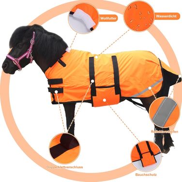 Gallopoff 300D ковдра для поні та шетлендських поні, 150г/м², легка водонепроникна зимова ковдра для поні, лошат, міні-коней, дихаюча та зносостійка