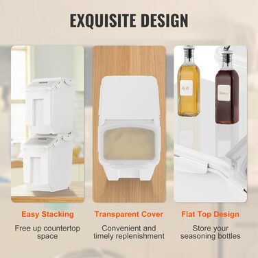 Контейнер для зберігання VEVOR 15 л з кришкою та колесами, герметичний, для продуктів (рис, борошно, цукор, горіхи, корм)