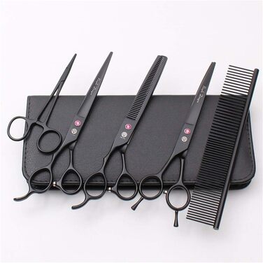 Професійна ліворука ножиці для стрижки собак, 7.0 дюймів (прямі та розріджуючі леза, для перукарів та дому)