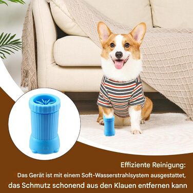 Електричний очищувач лап для собак, миска для миття лап | Автоматичний електричний мийник лап для собак | USB-зарядний портативний пристрій для миття лап, інструмент для миття лап для собак та котів Buddy Muddy для прогулянок, синій<