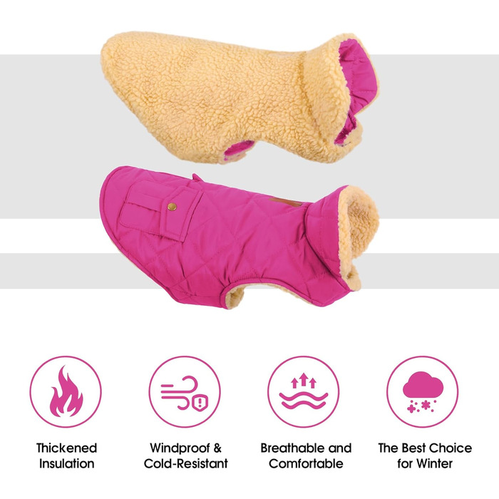 Зимовий теплий одяг для собак: куртка з флісу, тепла сорочка для чихуахуа, такса, рожева, розмір L