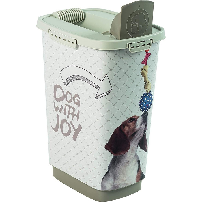 Контейнер для корму Rotho MyPet Cody 25 л з кришкою і дозатором, пластик BPA-free, антрацит/білий, для собак