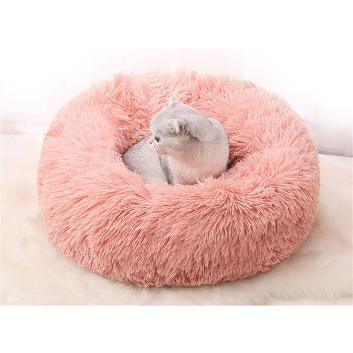 Кругла м'яка лежанка для собак та котів, великого розміру, чорна/рожева (M-60см)