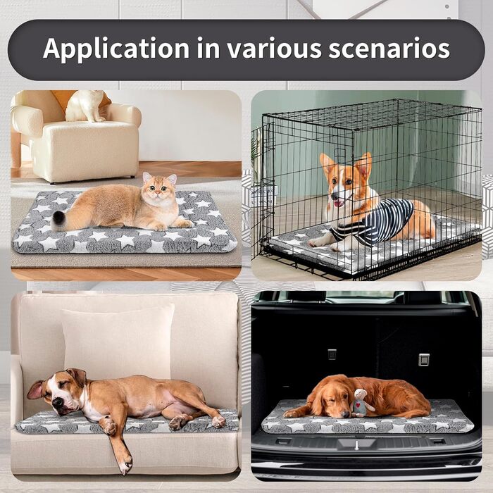 Килимок для собак маленьких порід, 61 x 40.6 см, короткий плюш, товщина 4.1 см, для собачих будок, машинне прання, ідеально для кліток 61 см, сірий, Stern