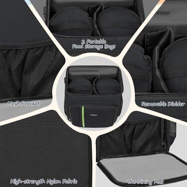 Чорна сумка-рюкзак для собак ANILD, туристична, з TSA-блокуванням, 2 контейнери для корму, 5 силіконових мисок, органайзер для подорожей, хандер