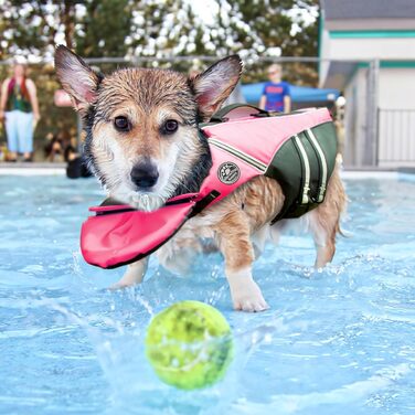 Рятувальний жилет для собак Французького бульдога з світловідбиваючими смугами, рожевий, M (обхват грудей 43-76 см)