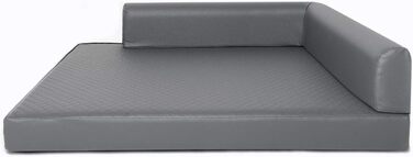 Крісло-ліжко для собак Mayaadi-Home Eck, сіре, 80x100x10 см, з штучної шкіри