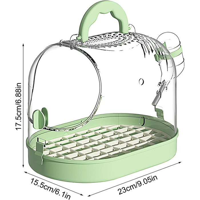 Переносна клітка для птахів: зручна транспортна коробка з безпечним замком (зелено-біла)