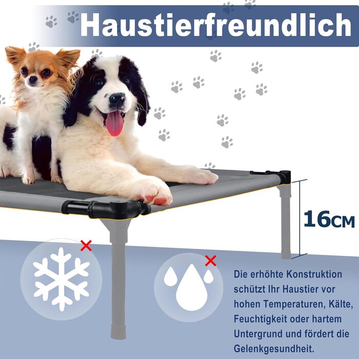 Підвищене ліжко для собак з балдахіном, 76x61x76 см, з металевим каркасом, тканинне, дихаюче, для собак та котів, для дому та вулиці