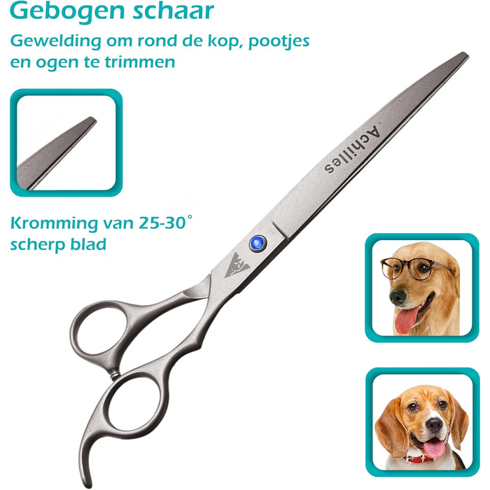 Набір професійних ножиць для грумінгу собак Achilles – 17,8 см, для догляду за шерстю