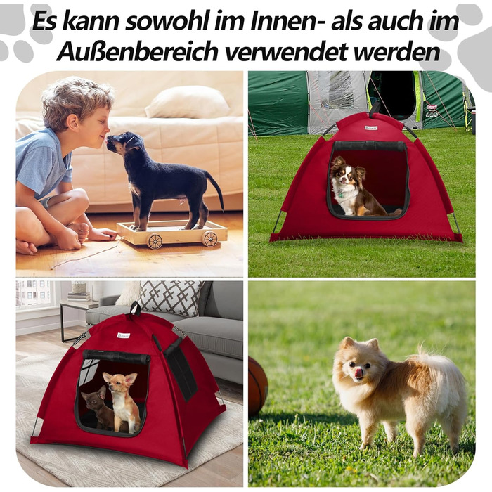 Зручне ліжко-будиночок для собак та котів Babyezz, Tipi, червоний, S