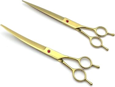 Набір професійних ножиць для собак 2 в 1: прямі та зігнуті. Підходить для собак, котів та інших тварин. (Колір: блакитний)