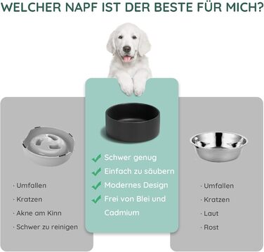 Керамічна миска для собак та котів SpunkyJunky, 400 мл, чорна