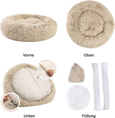 Круглий лежак для собак та котів Best Friends by Sheri - заспокійливий, 91x91 см, Taupe (бежевий)