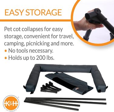 Ківш для собак K&H Pet Products Bolster, з охолодженням, для дому та вулиці, підняте ліжко для собак з знімними валиками для шиї, знімний мережевий чохол, підходить для середніх собак, антрацитовий/чорний, 81 x 64 x 28 см