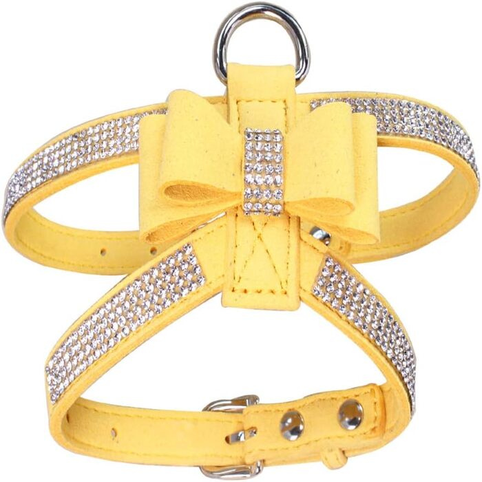 Блискучий жилет для собак та котів з діамантами, регульований, м'який, для хлопчиків та дівчаток (S, жовтий)