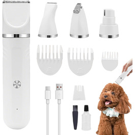 Набір для догляду за домашніми тваринами: тример, ножиці, щітка, інструменти для грумінгу собак та котів | Білий