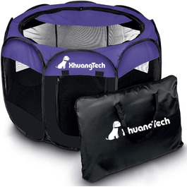 Клітка-манеж для тварин XhuangTech: собаки, коти, цуценята, 80x80x58,4 см, м'який матеріал, портативна, складана, для дому та вулиці, фіолетовий/чорний