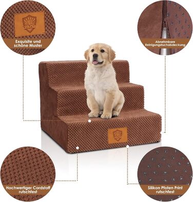 Сходинки для собак та котів Zvonema: 3 сходинки, антиковзкі, знімний чохол, для маленьких тварин