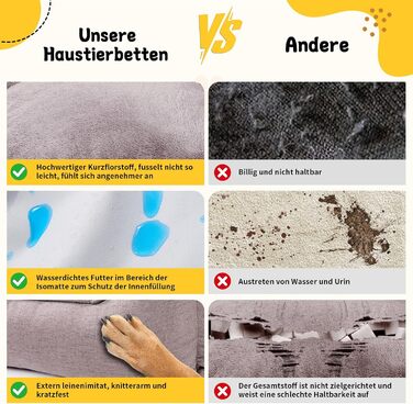 Ортопедичне ліжко для собак середніх та великих порід, 73x59x18 см, м'яке та зручне, кошик для собак з високим бортиком, знімний та пральний чохол, неслизьке, хакі, для дому/автомобіля