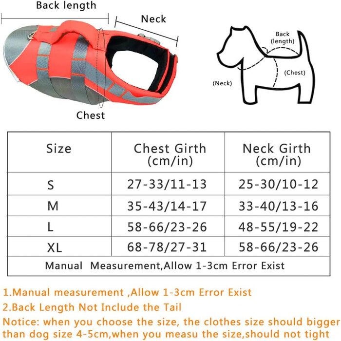 Жилет для собак PJDDP: рятувальний, світловідбиваючий, для плавання, червоний, розмір M