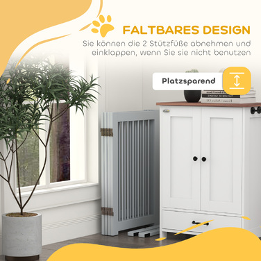 PawHut Barrier Dog 4 частини, Ворота для собаки з дверима, Ворота для собак складні, дерево, світло-сірий