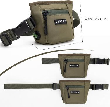 Сумка для ласощів для собак з магнітним закриттям, для дресирування, з відсіком для кульок для прибирання (зелена)