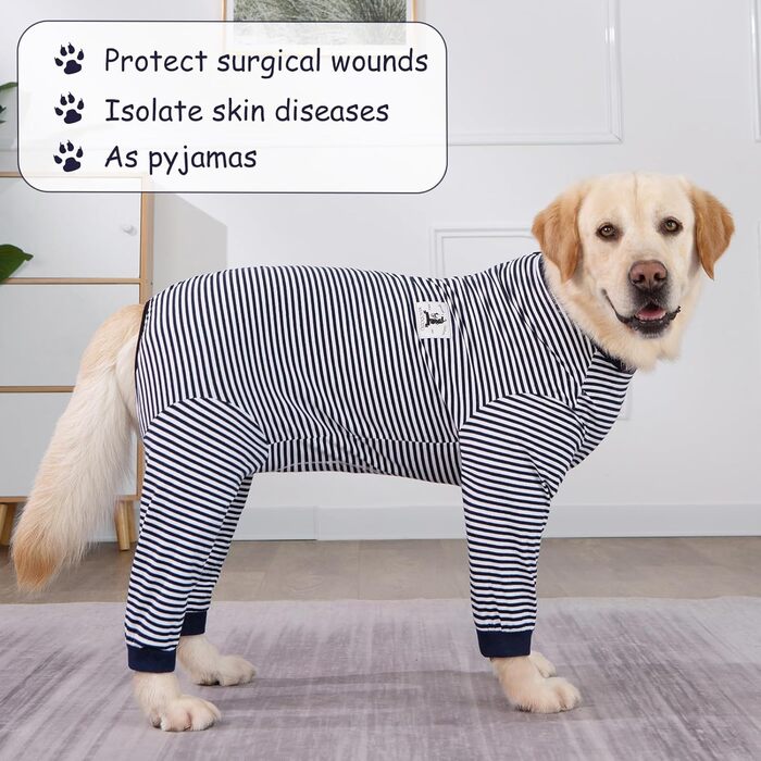 Тіло для собак після операції: захисний одяг для великих та середніх собак (2XL, темно-синій)