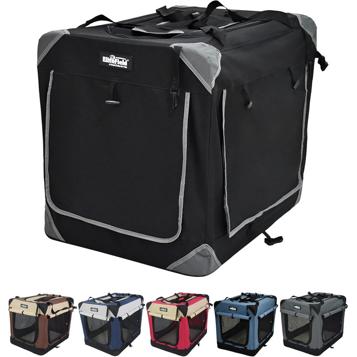 Кіяж для собак EliteField з 3 дверцятами, складаний, м'який, з сумкою для перенесення та флісовим ліжком, для використання в приміщенні та на вулиці, 91.4 x 61 x 71.1 см