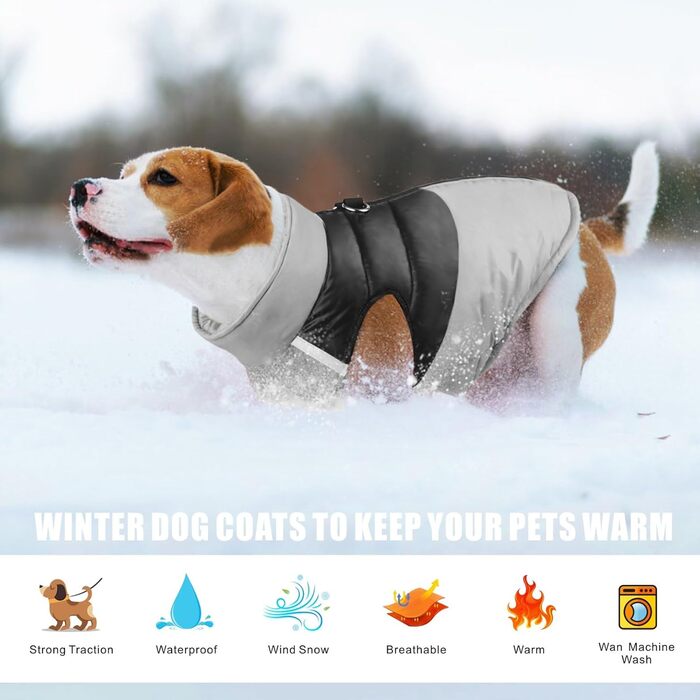 Водонепроникна куртка для собак Idepet: тепла та зручна на осінь/зиму (S, сірий)