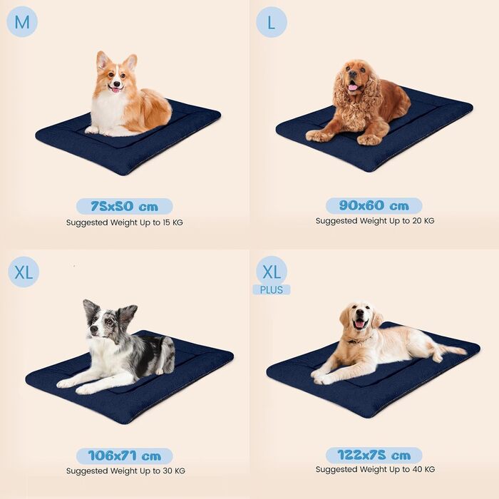 Крісло-ліжко для собак середніх порід Baodan, 90x60 см, миється, з антиковзною основою, блакитне