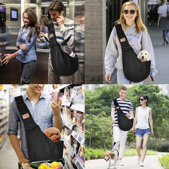 Сумка-переноска для собак Vrbabies, для маленьких собак та інших домашніх тварин до 5 кг, регульована, чорна