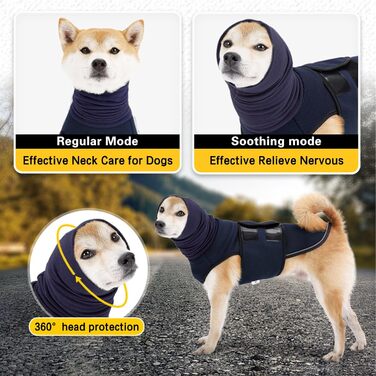 Заспокійлива куртка для собак Yanucy 2-в-1 з капюшоном для зменшення тривоги та захисту від шуму (зелений, синій)