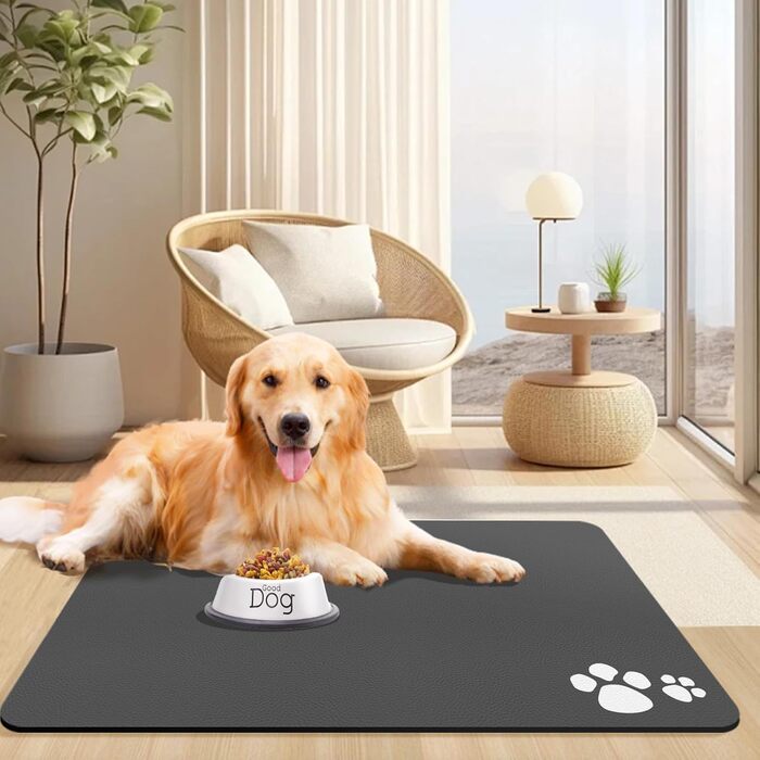 Гумова килимок для годівлі собак та котів, 44.5 x 71 см, сірий (4 лапки)